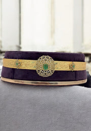 Beautiful adult hip belt with single pendant and green colour stone